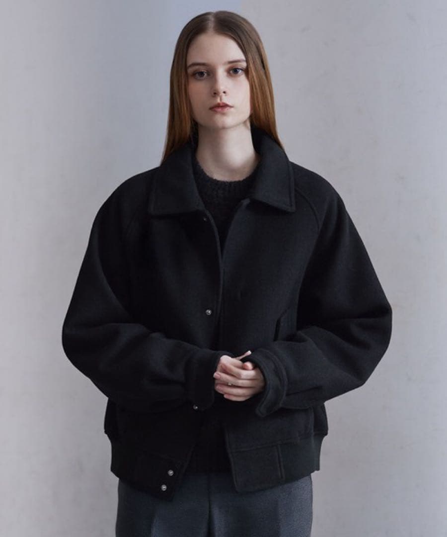 CLEL ウールブレンド テックメルトン2wayブルゾン Sサイズ　ブラック