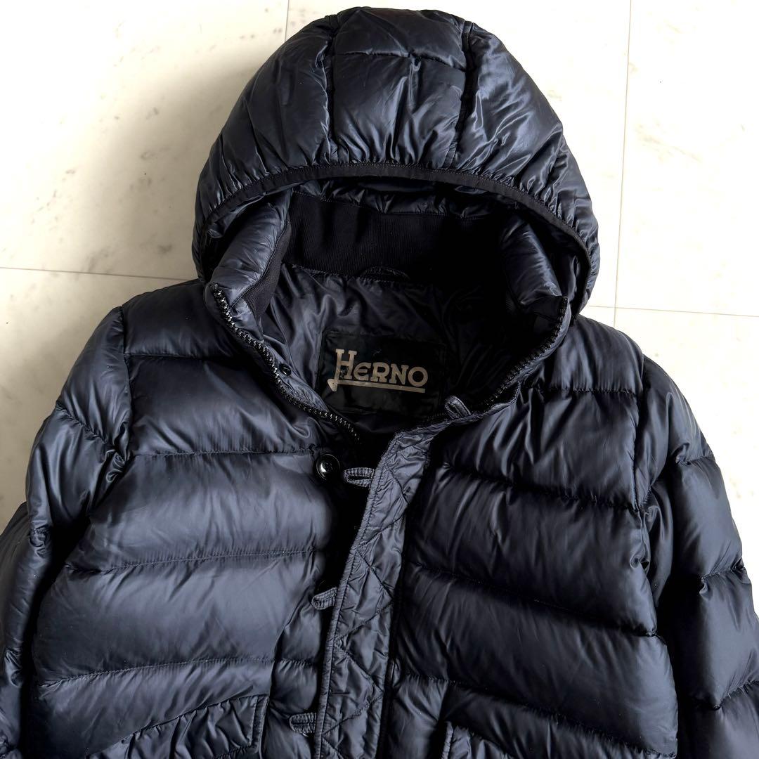 極暖 ヘルノ HERNO ショートダウンジャケット 48 ネイビー レディース