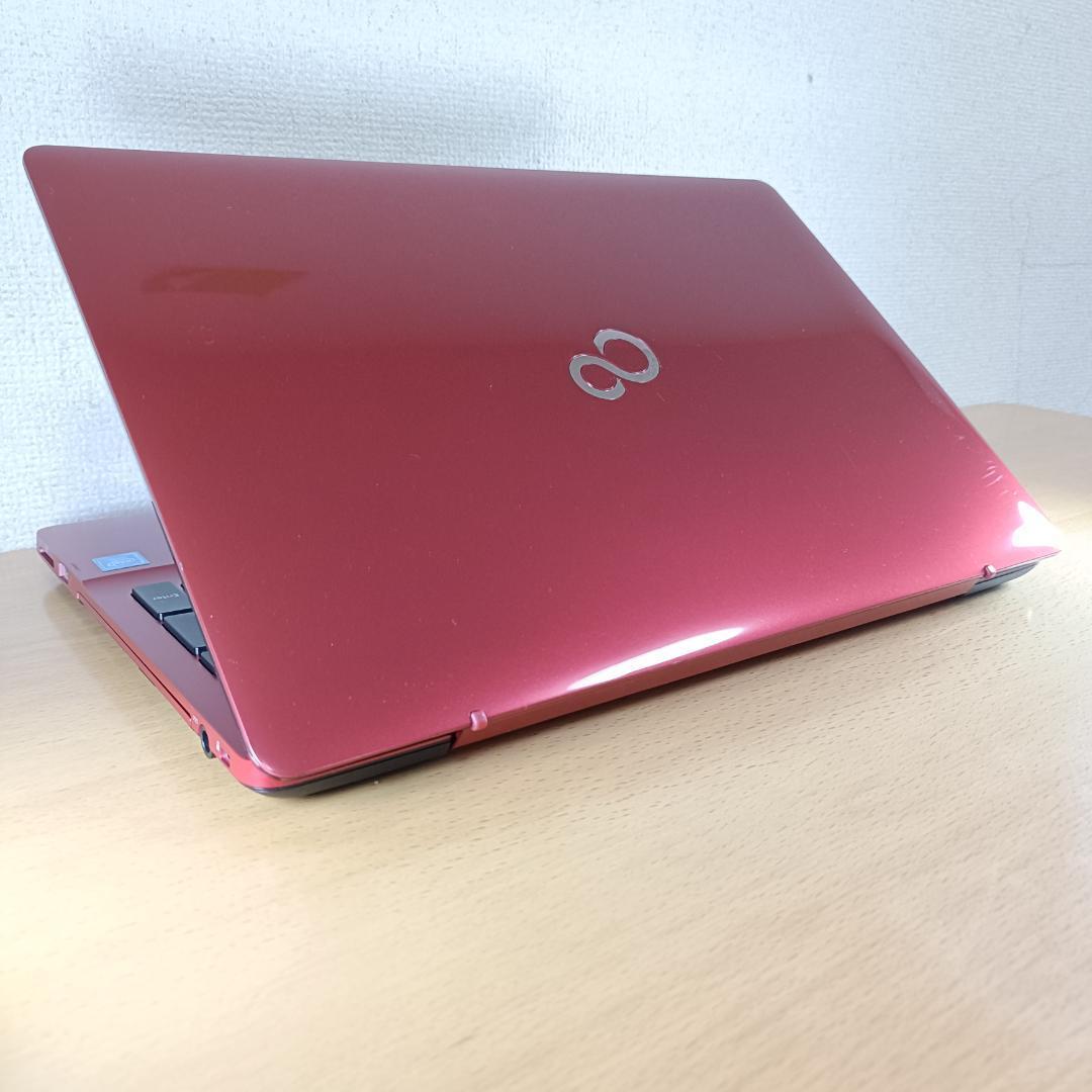 ノートパソコン Windows11 SSD 256GB Webカメラ 富士通 赤