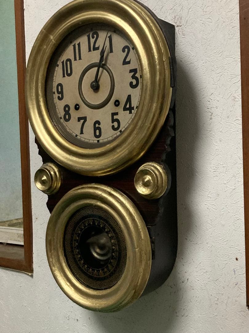 アンティーク四つ玉ダルマ柱時計 8日巻 修復品 稼働中