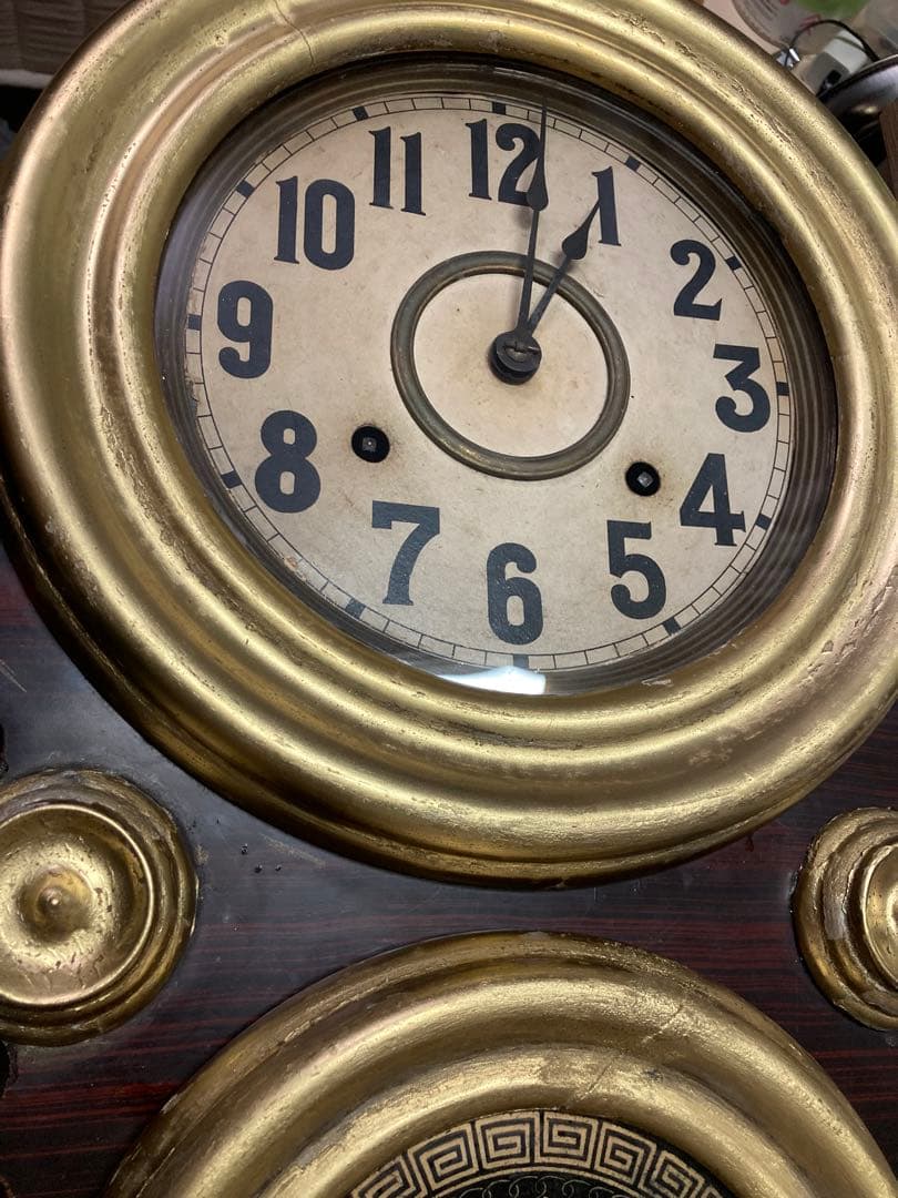 アンティーク四つ玉ダルマ柱時計 8日巻 修復品 稼働中