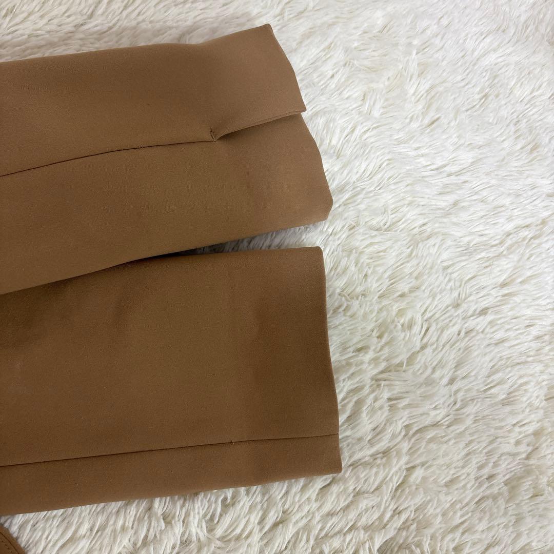 美品　プラステ　ノーカラー　セットアップXS　ベージュ　ポリエステル　ベルト