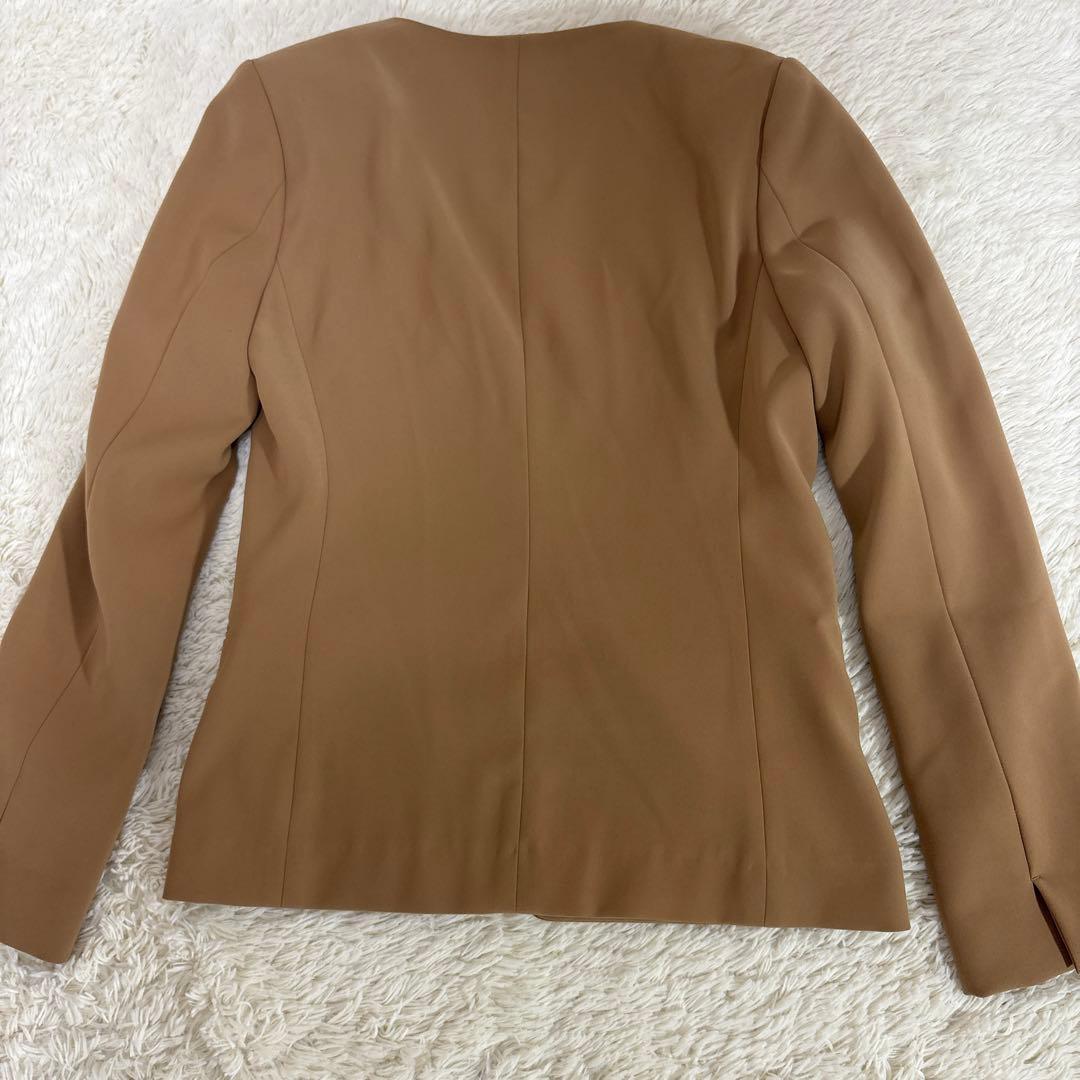 美品　プラステ　ノーカラー　セットアップXS　ベージュ　ポリエステル　ベルト