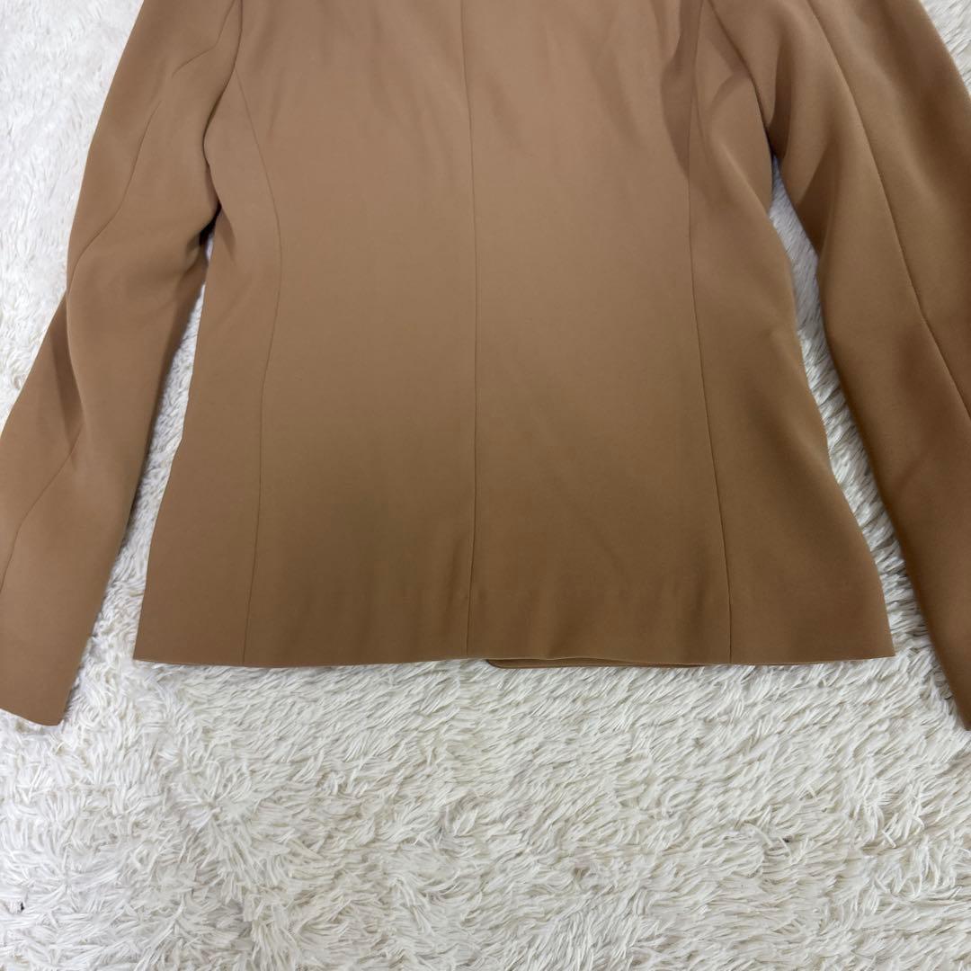 美品　プラステ　ノーカラー　セットアップXS　ベージュ　ポリエステル　ベルト