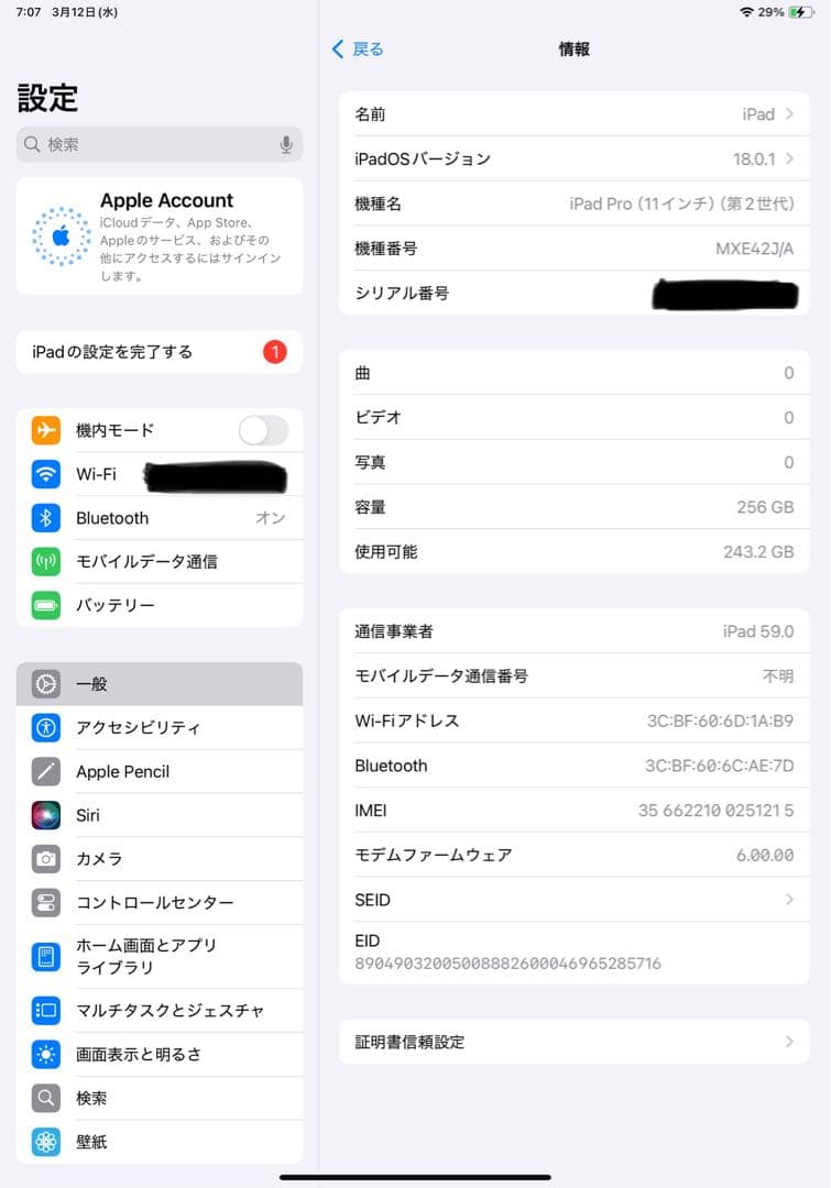 iPad Pro11 256GB セルラーモデル + Apple Pencil