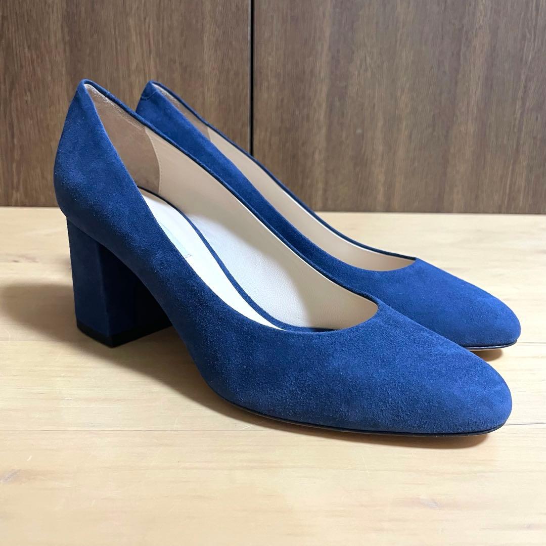 新品未使用　ファビオルスコーニ スエード　パンプス　ネイビー　ブルー　22.5