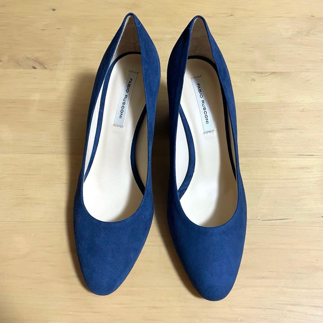 新品未使用　ファビオルスコーニ スエード　パンプス　ネイビー　ブルー　22.5