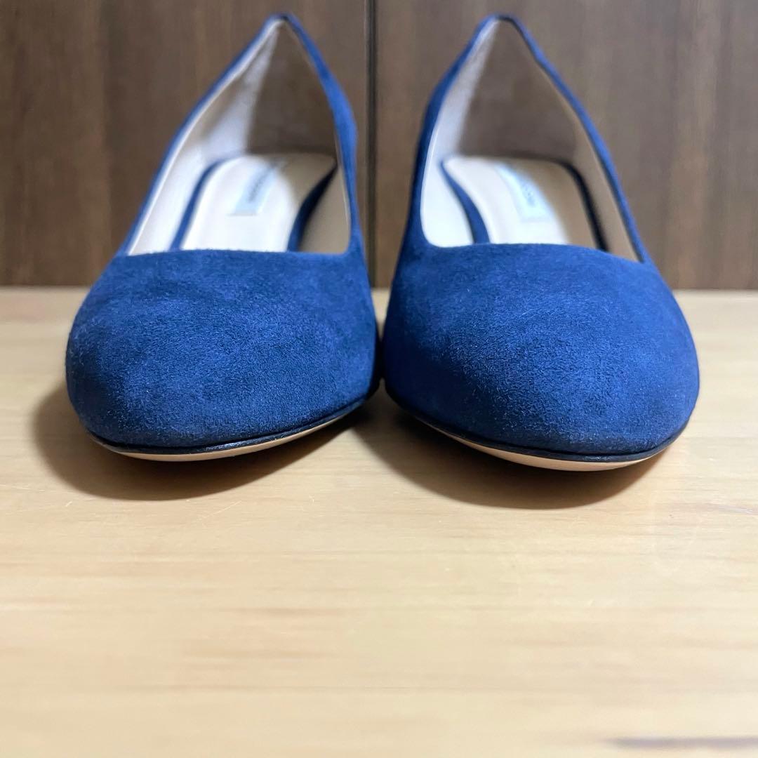 新品未使用　ファビオルスコーニ スエード　パンプス　ネイビー　ブルー　22.5