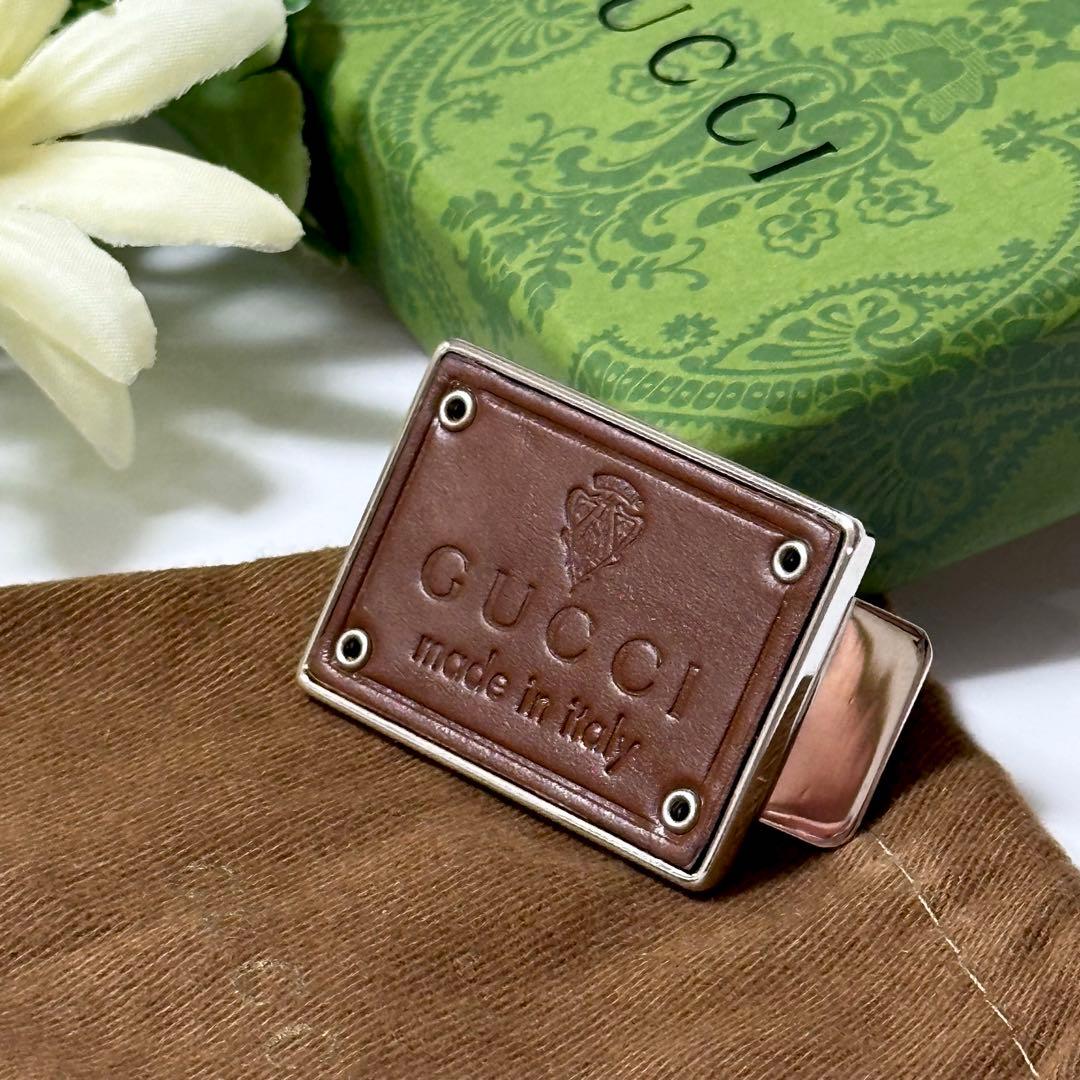 【未使用・希少】GUCCI マネークリップ レザー 上品