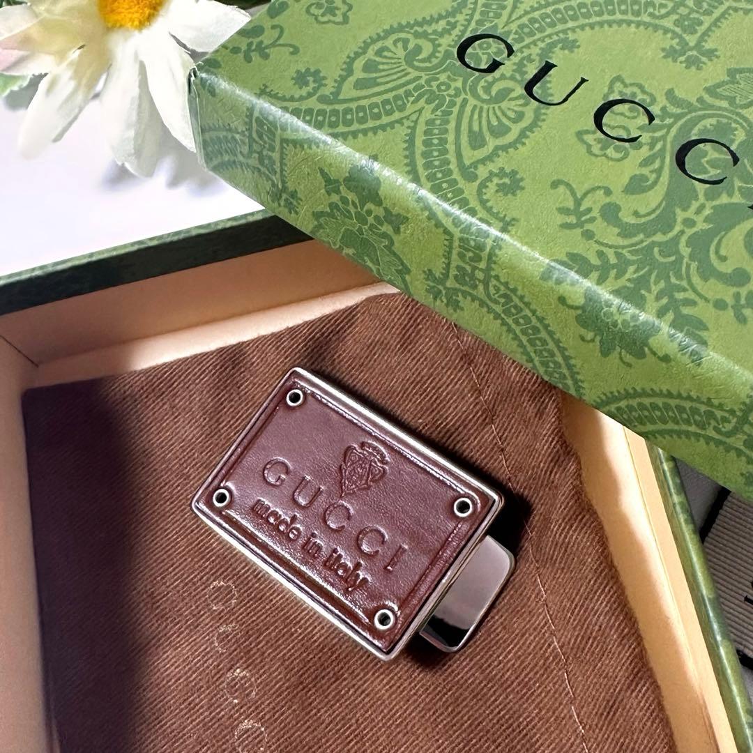 【未使用・希少】GUCCI マネークリップ レザー 上品