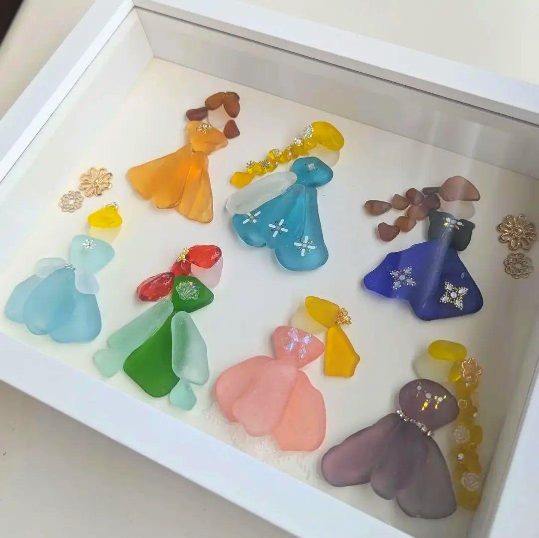【ドレスアップ】シーグラスアート　シーグラス　いろいろなプリンセス
