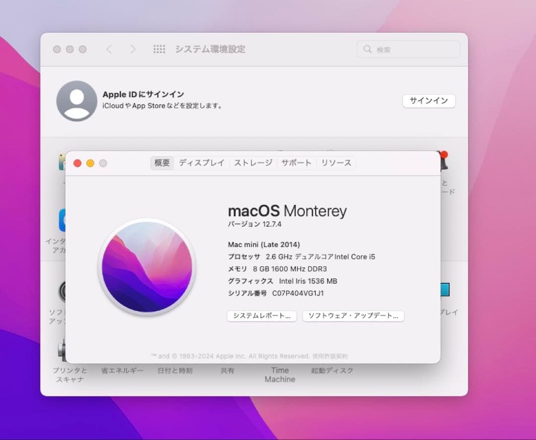 Macデスクトップ Apple Mac Mini Late 2014 i5/8GB/ssd250Gb