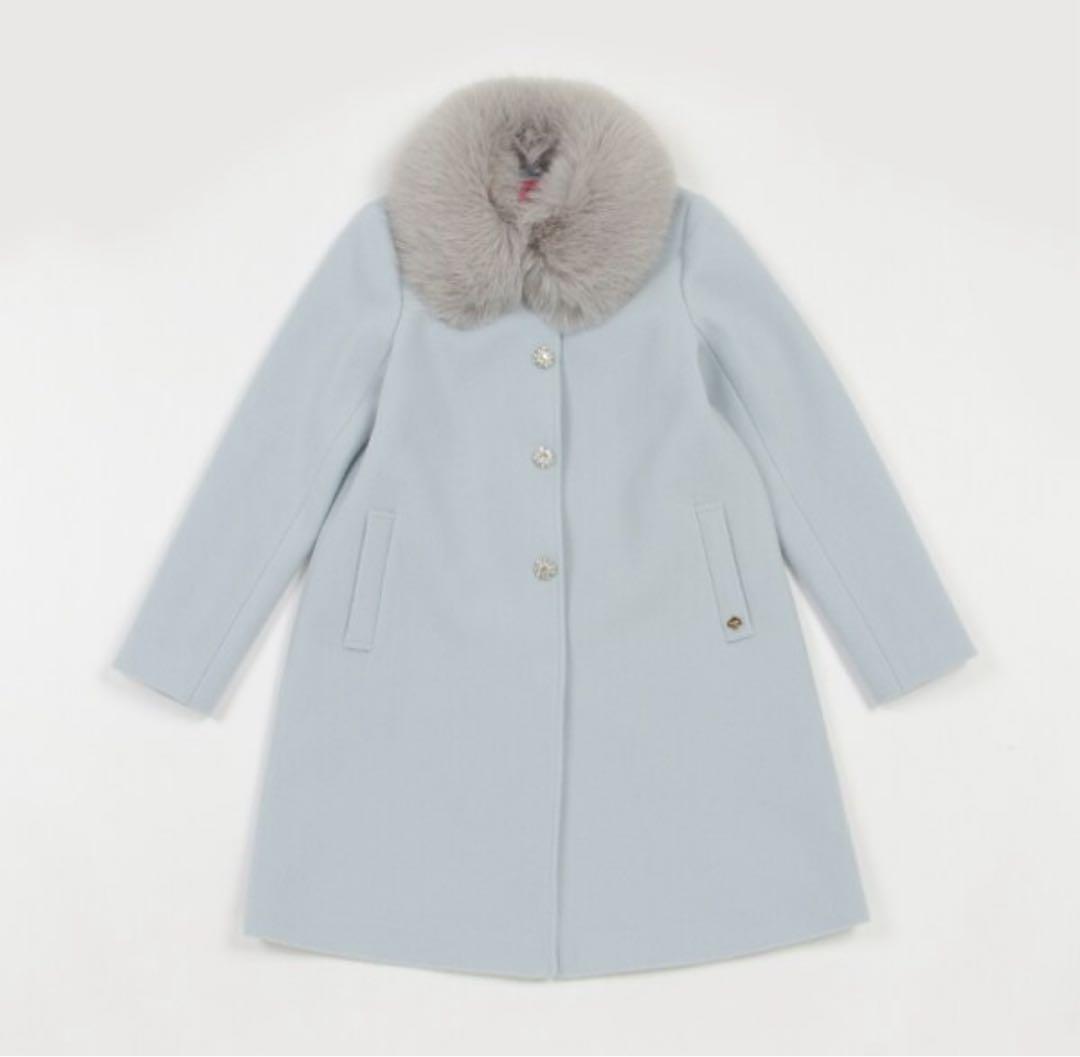 ケイトスペードキッズ、フェイクファーカラー　ウールコート、サイズ150