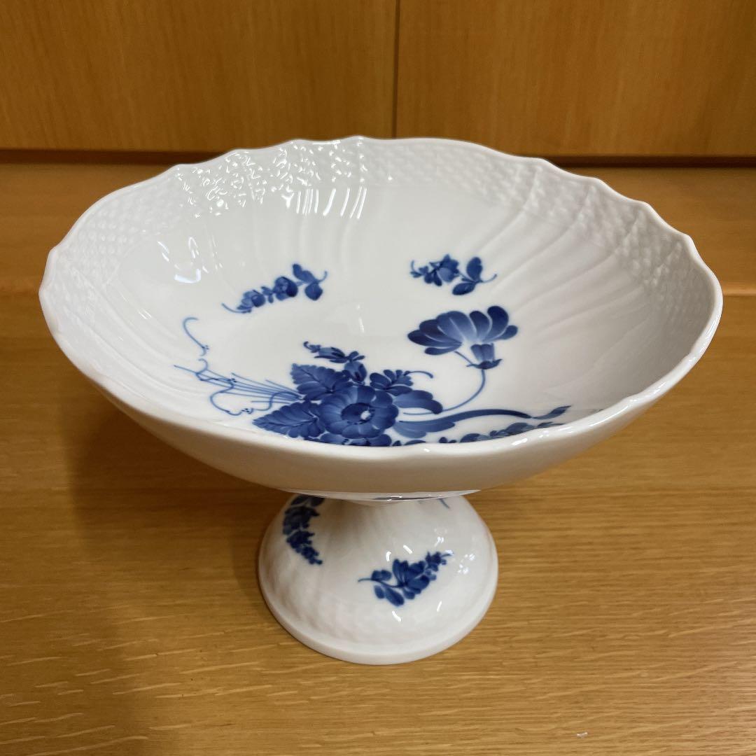 ロイヤルコペンハーゲン　コンポート皿　ブルーフラワー　カーブ