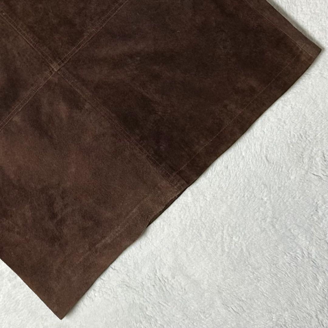 本革❗️ピッグスキン スエードカバーオール コート キルティング裏地 古着