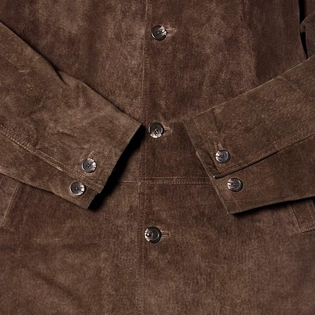 本革❗️ピッグスキン スエードカバーオール コート キルティング裏地 古着