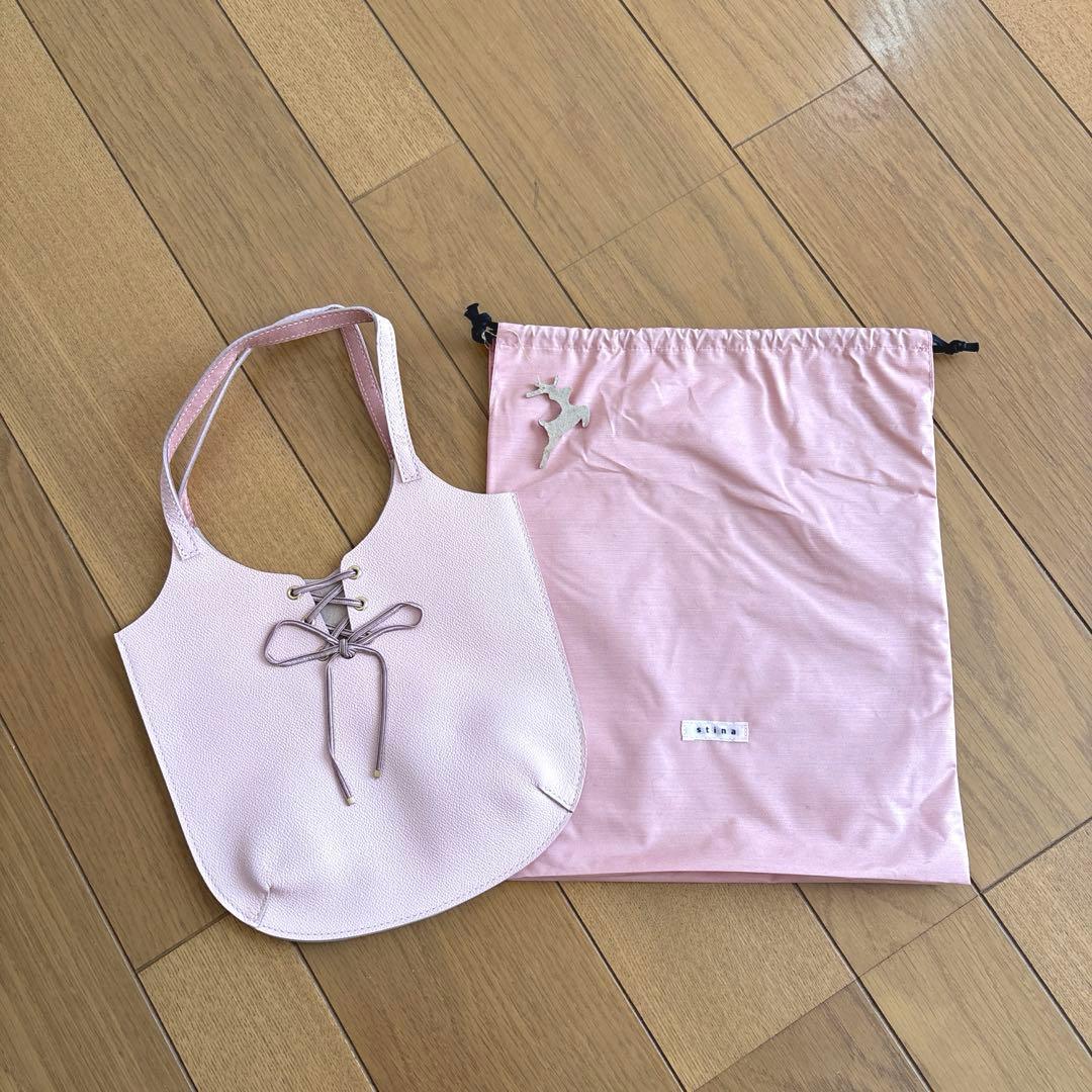 stina×MANOUTILコラボ ruban sac / pink ミニバッグ