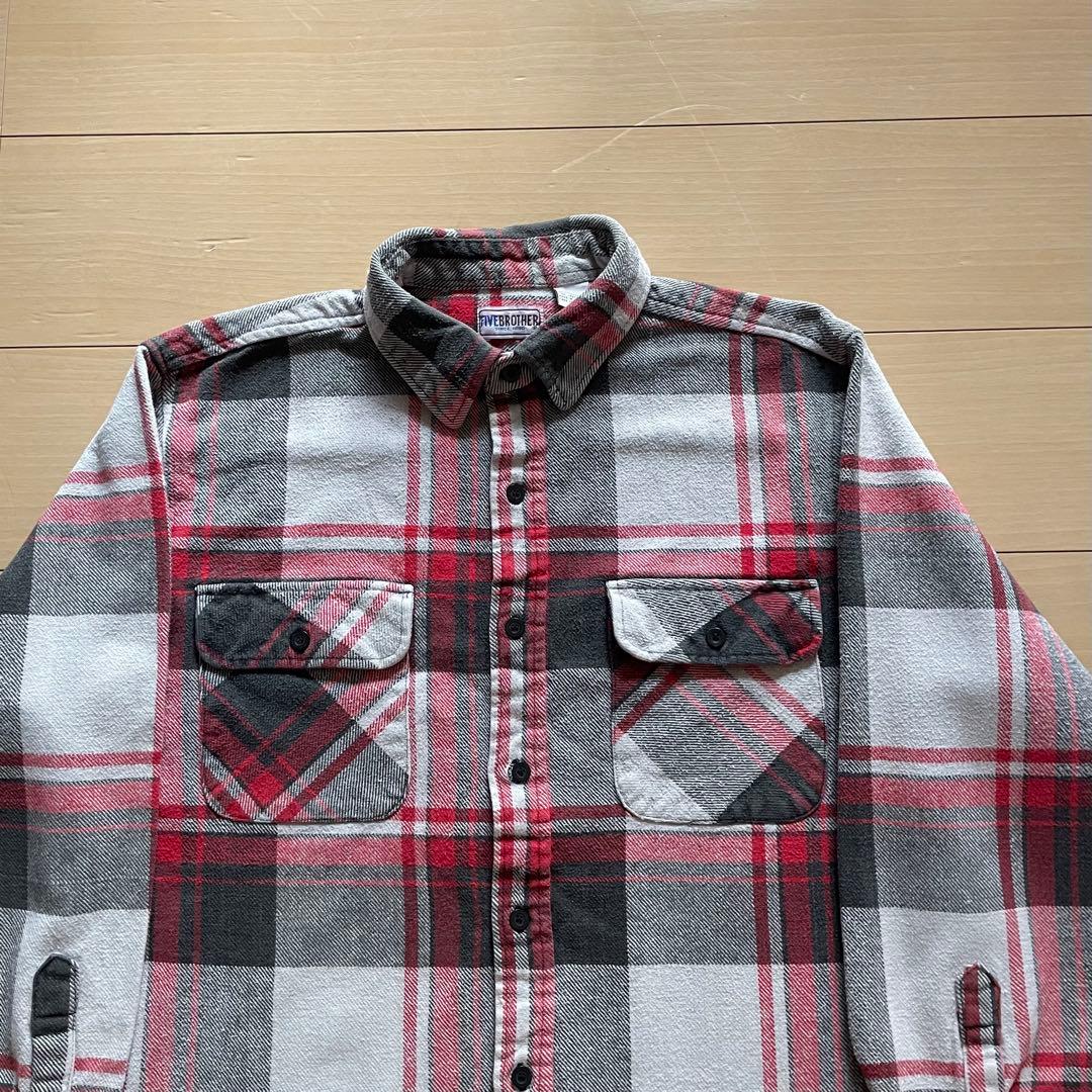 70s 80s FIVE BROTHER ヘビーネルシャツ ブロックチェック