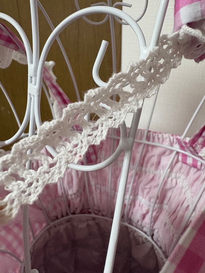 中国ロリータ♡ギンガムチェックジャンパースカート ボンネット、クリップ付