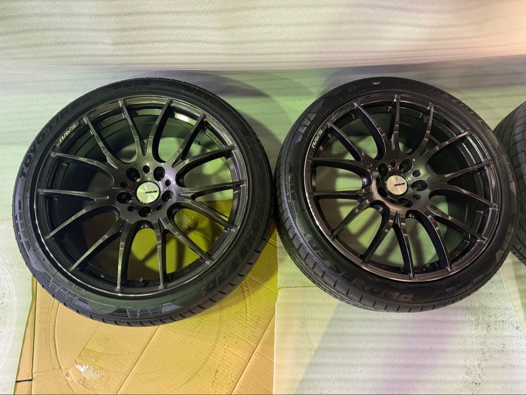 送料込み20インチ ブラック スポークホイールセット Rays ロックナット付き