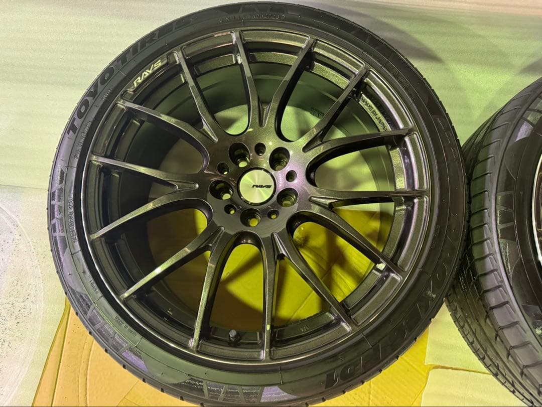 送料込み20インチ ブラック スポークホイールセット Rays ロックナット付き