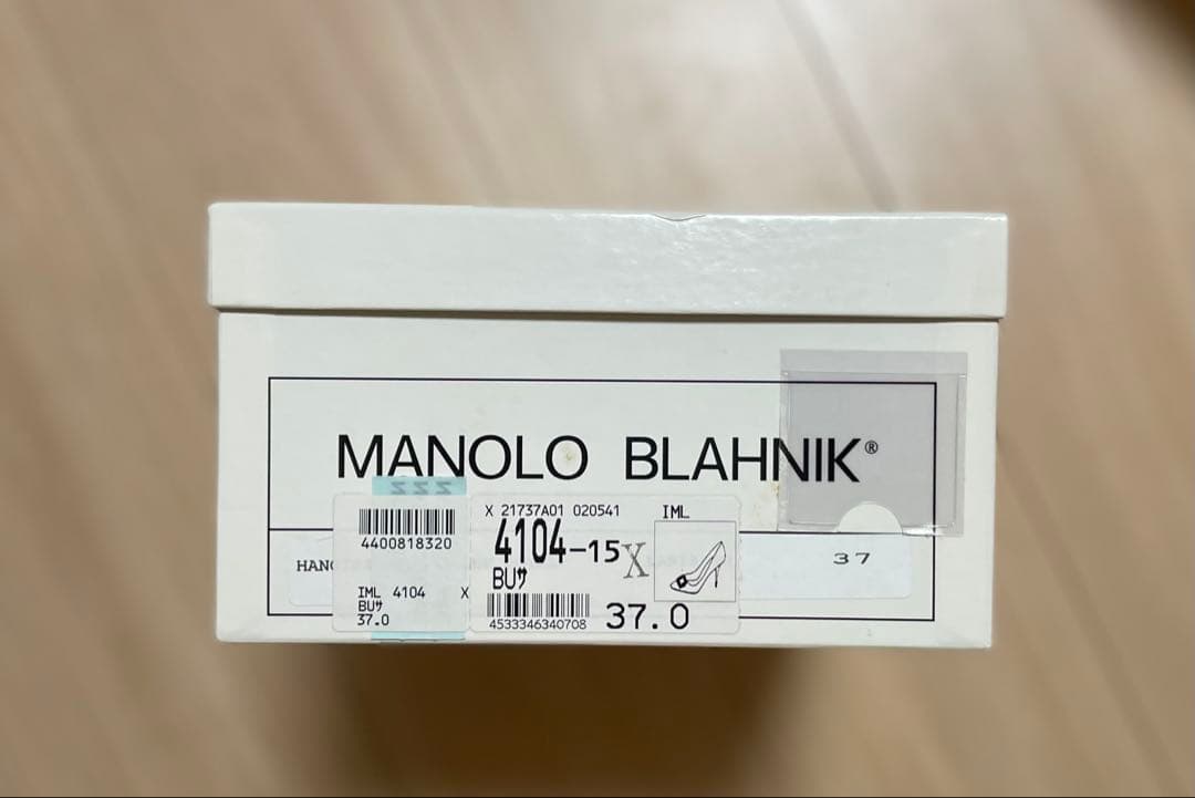 専用•新品】MANOLOBLAHNIKハンギシ青サテン24cm/ヒールh7cm