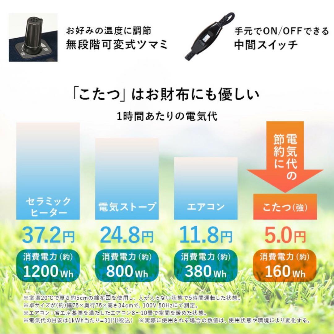 ナチュラル木製こたつ 300Wヒーター付き　折りたたみ