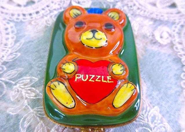 フランス　リモージュ　ボックス　☆テディベア　パズル　Limoges box