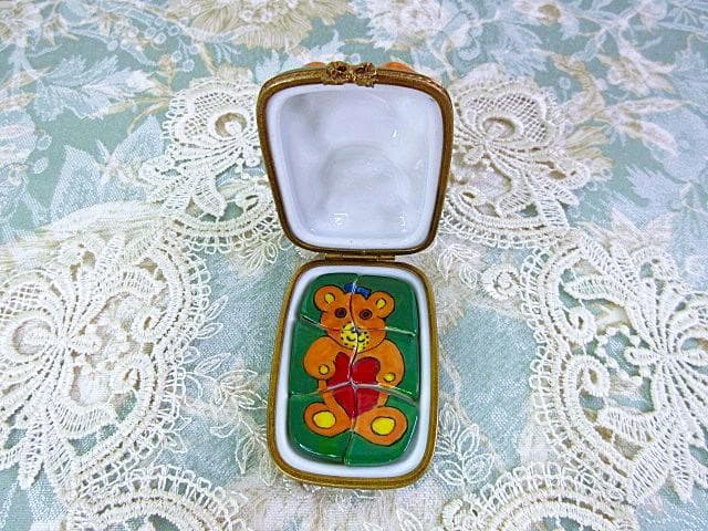 フランス　リモージュ　ボックス　☆テディベア　パズル　Limoges box