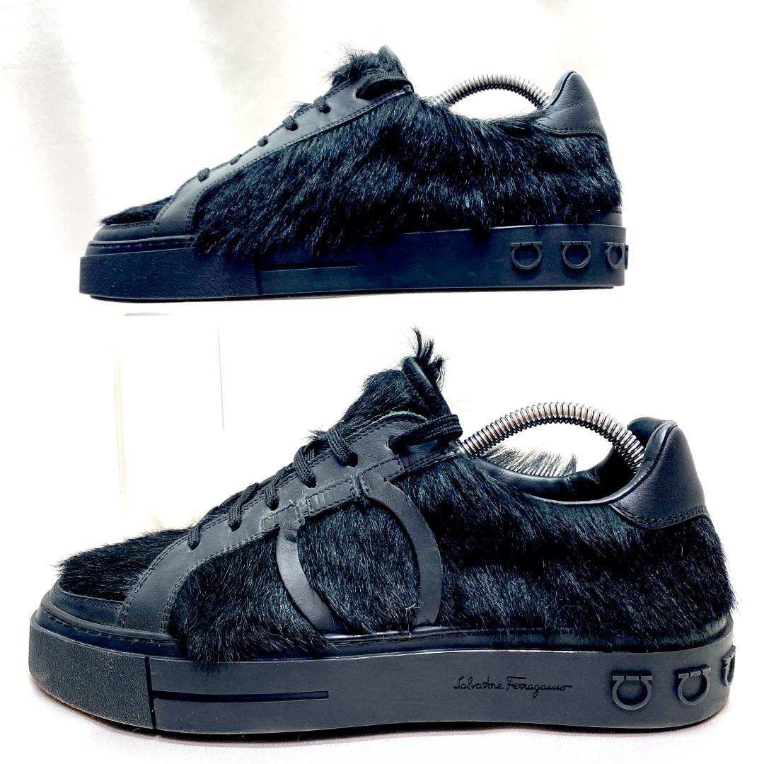サルヴァトーレ フェラガモ ハラコ スニーカー ガンチーニ ブラック 7