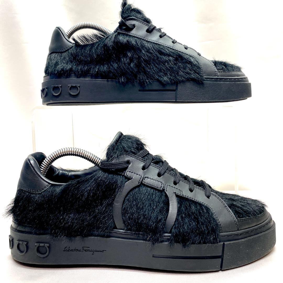 サルヴァトーレ フェラガモ ハラコ スニーカー ガンチーニ ブラック 7