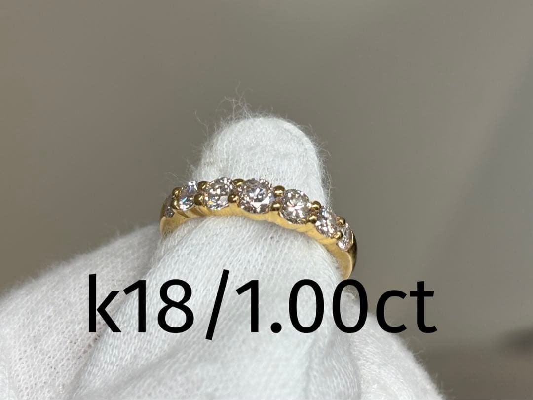 K18YG/ ダイヤリング 1.00ct ハーフエタニティ