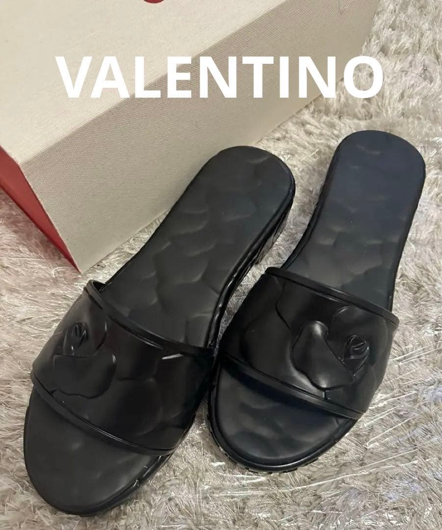 【Valentino】新品未使用 フローラル テクスチャー スライド サンダル