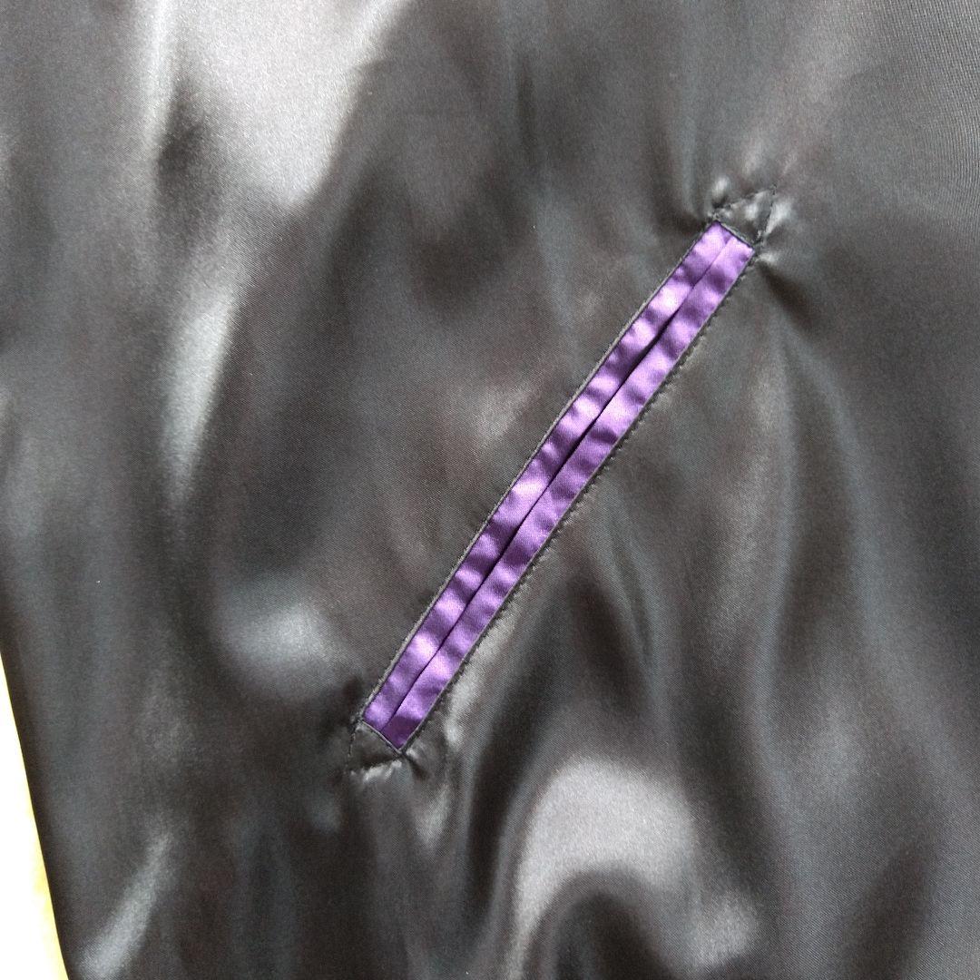 【超美品】スカジャン 大きいサイズ 5L 黒 紫 龍 刺繍 アメカジ