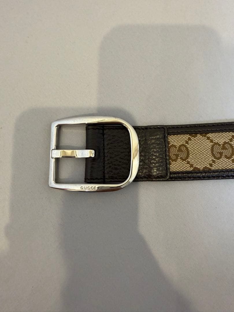 GUCCI GGキャンバス×レザー　(ベージュ×ブラウン) べルト