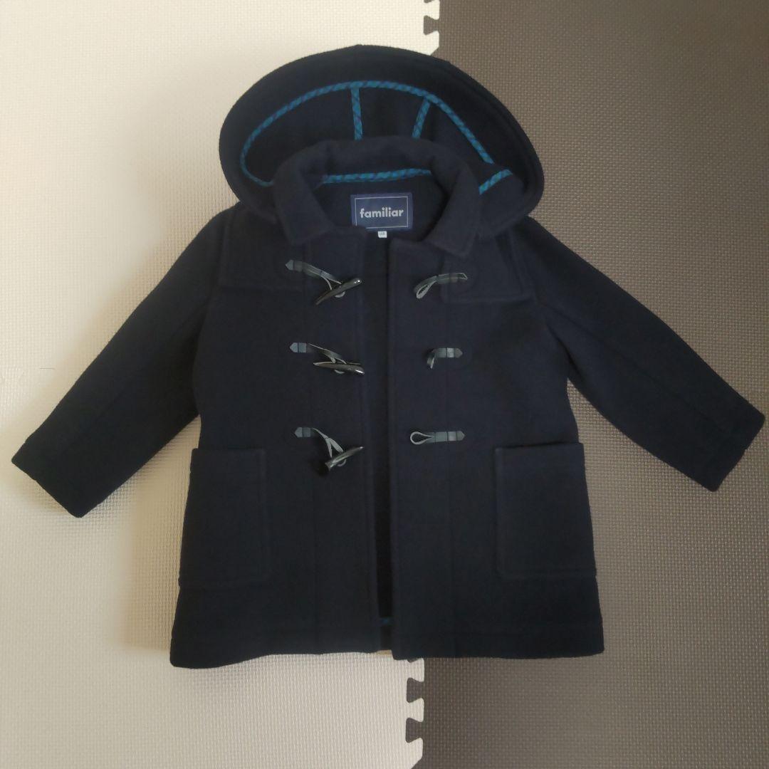 familiar ネイビー フード付きダッフルコート　現行　美品　ファミリア