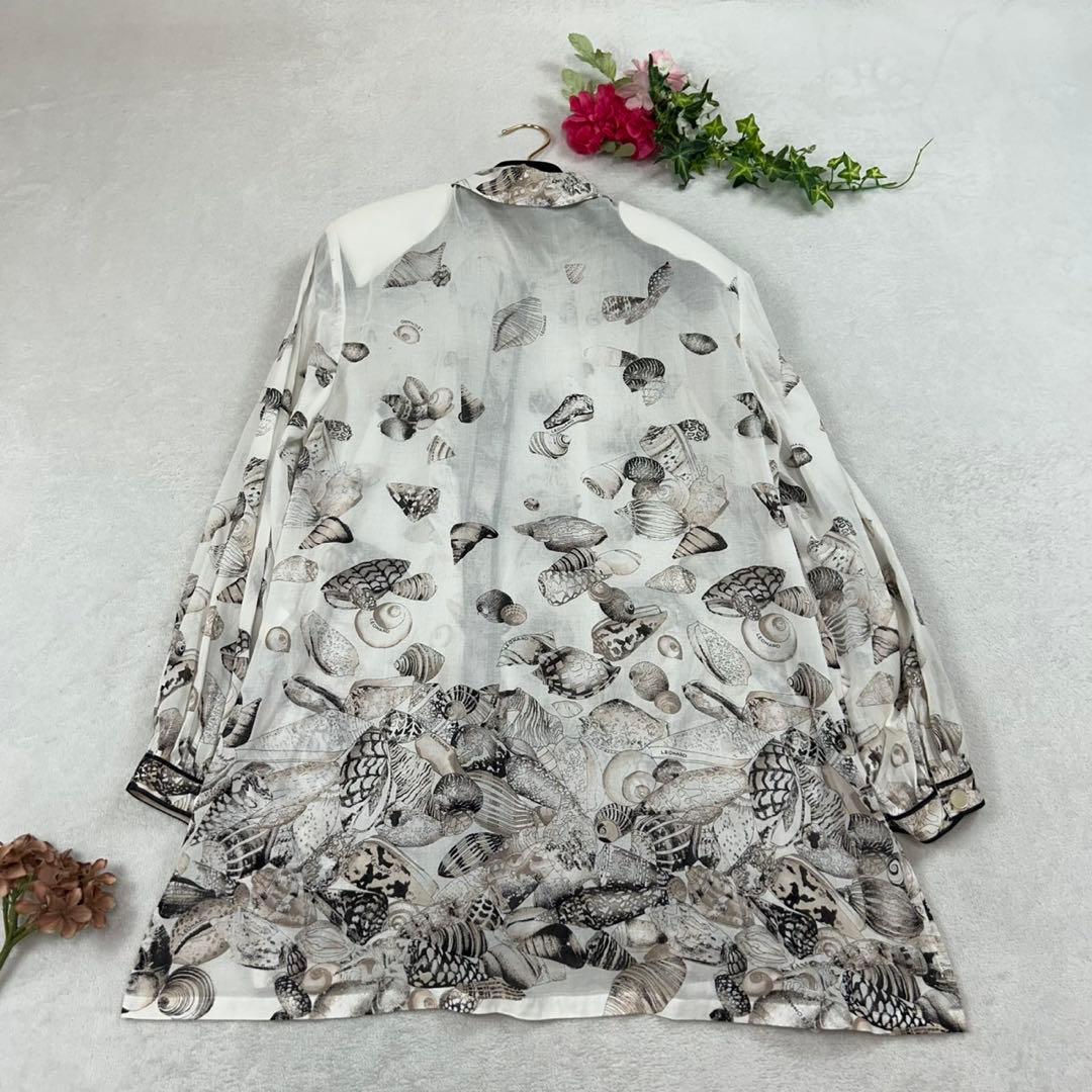 K672 L レオナール シアー シャツ ブラック ホワイト ピンク レディース