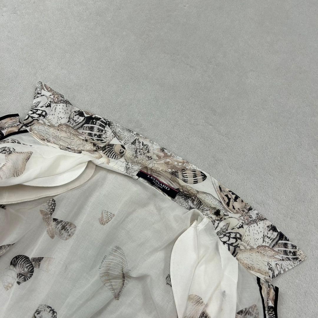 K672 L レオナール シアー シャツ ブラック ホワイト ピンク レディース