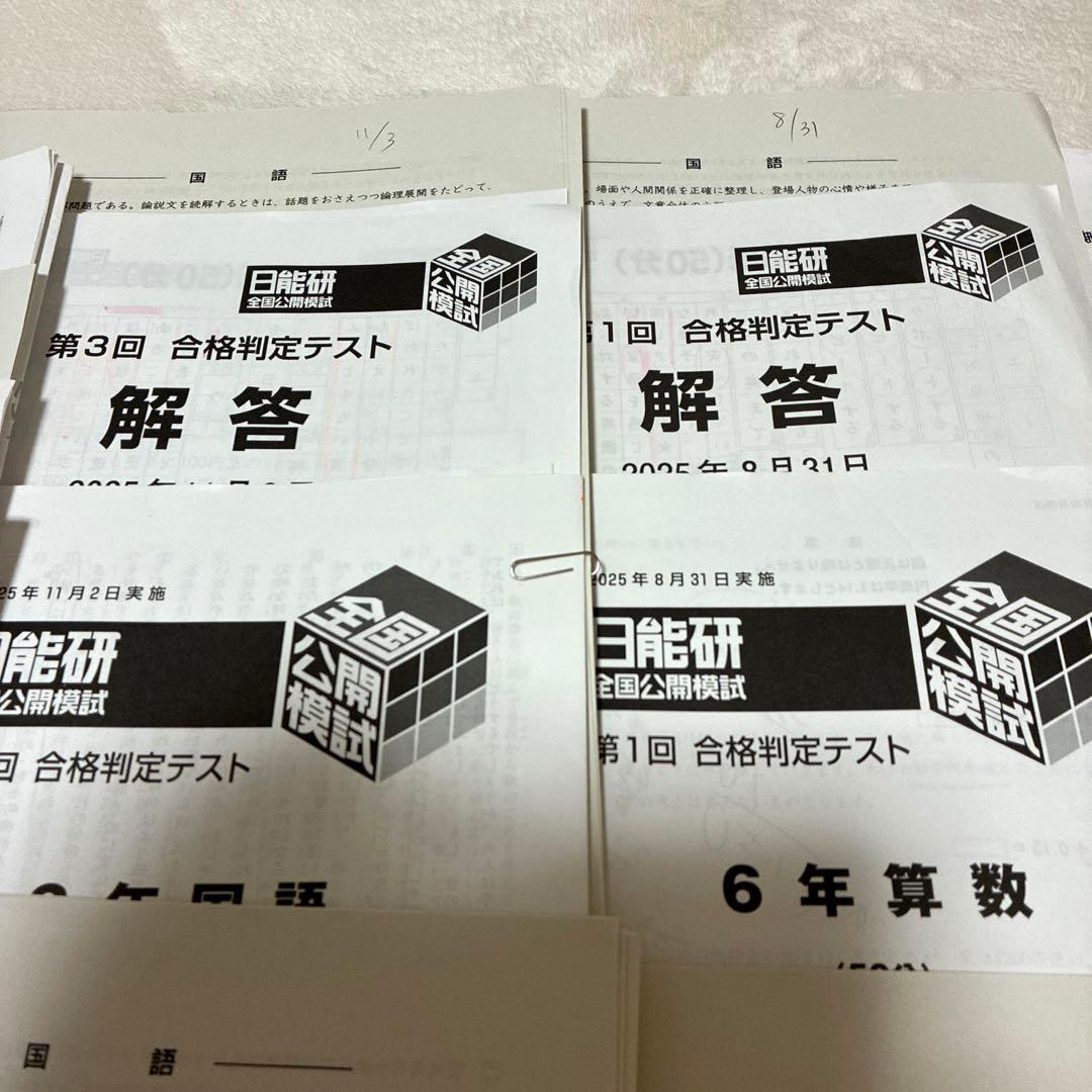 【最新2025年】日能研6年 後期　20回分　公開模試　育成テスト　入試実践模試