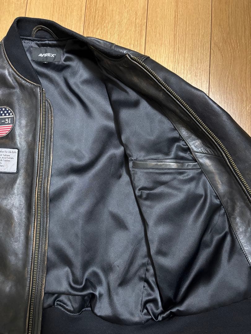 アビレックス　ビンテージ加工　革ジャン　ブラック　サイズXL 美品