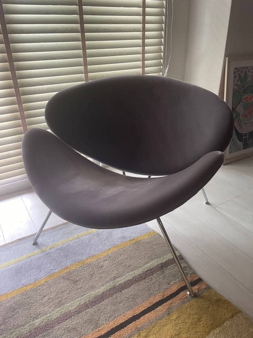 希少品　ピエールポーリン　オレンジスライスチェア　ベロア　グレー