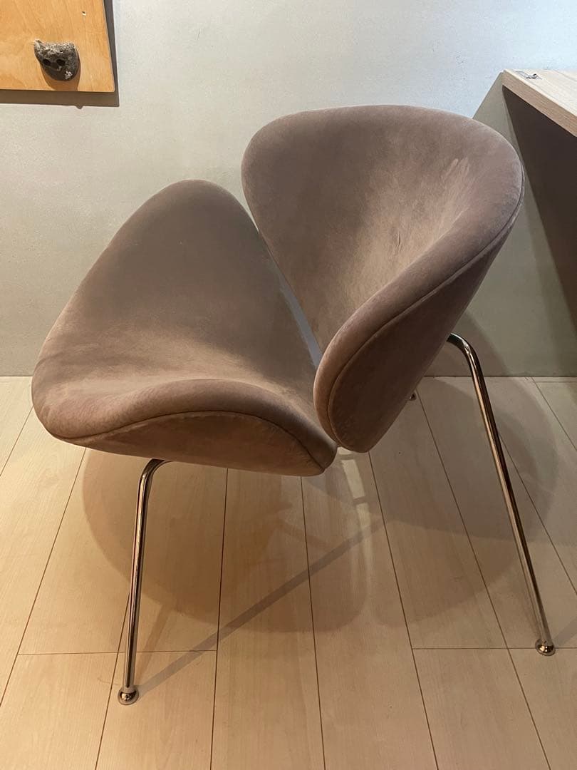 希少品　ピエールポーリン　オレンジスライスチェア　ベロア　グレー