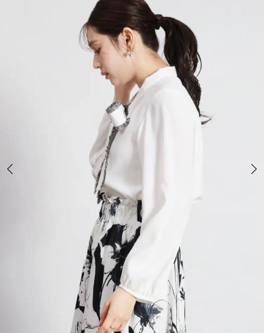 今期【新品タグ付き】YAMADAYA FENNELフリンジリボンブラウス