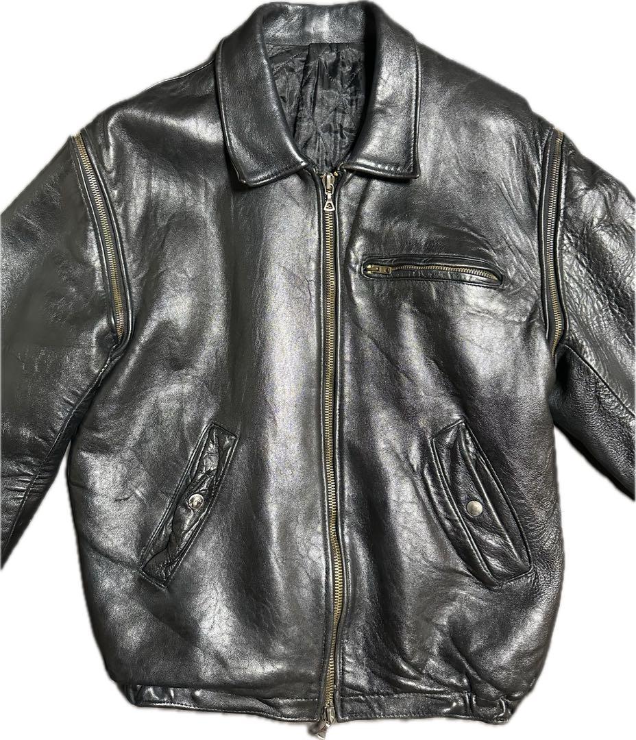 セール！1960s フランス軍 2wayパイロットレザー ジャケット フライト