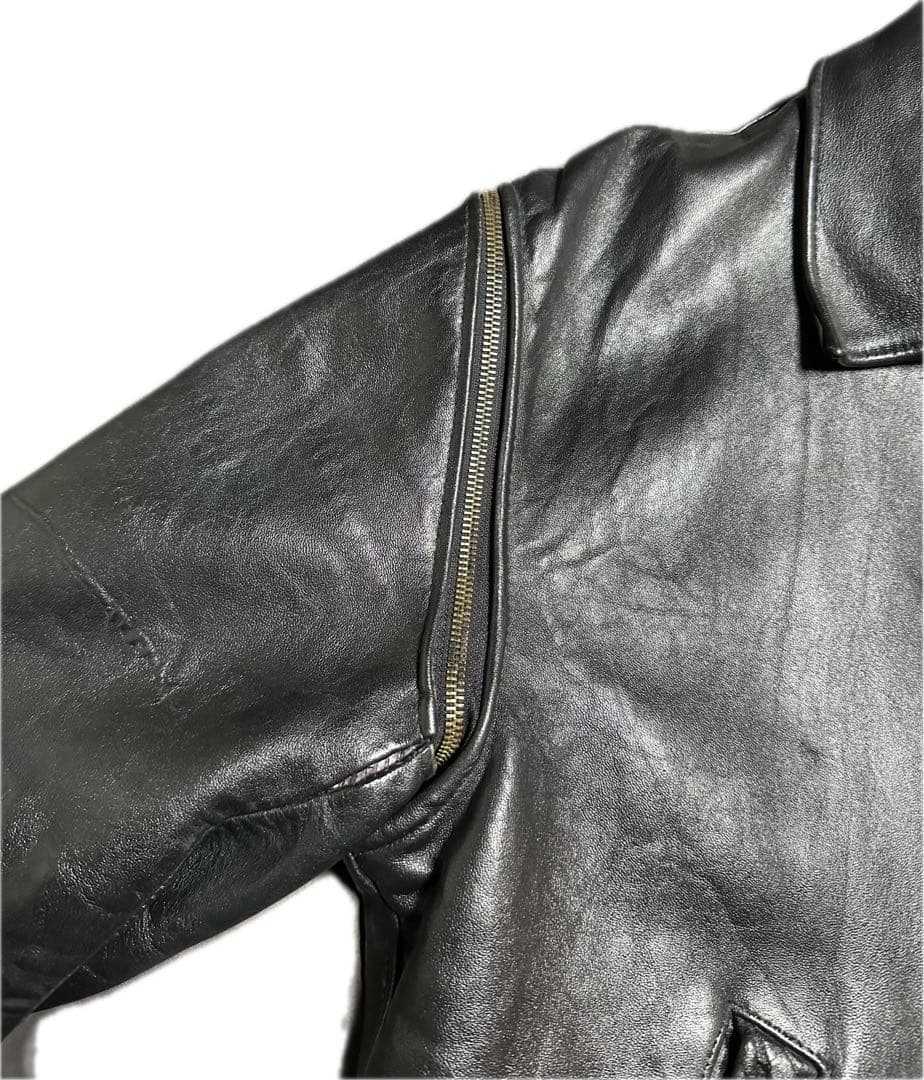 セール！1960s フランス軍 2wayパイロットレザー ジャケット フライト