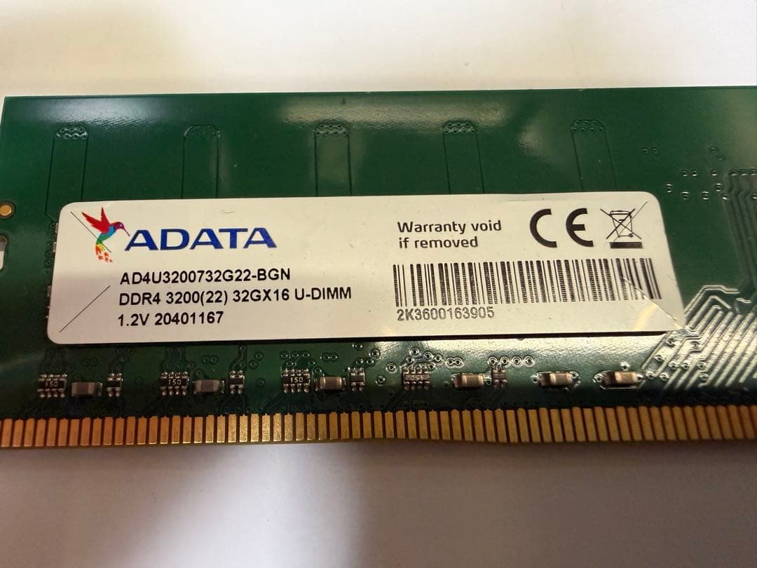 [動作確認済み]ADATA DDR4-3200 32GB 1枚