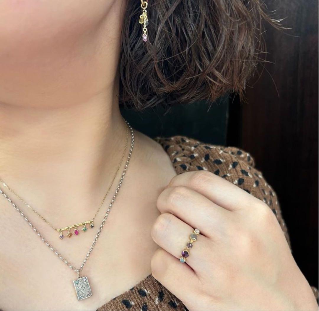 agete K10金マルチストーンリング　証明書付