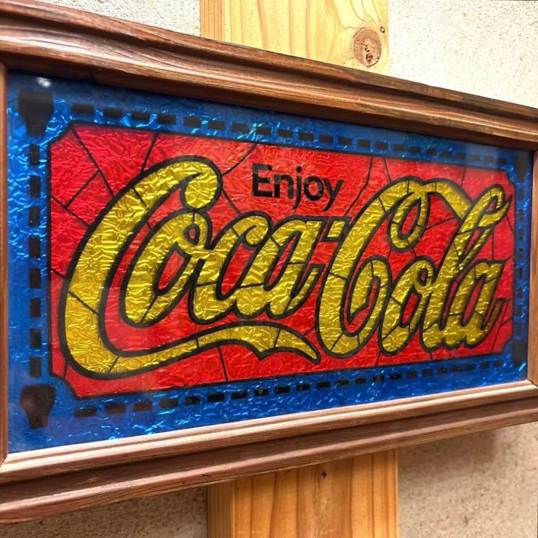 70年代　コカコーラ　ステンドグラス　看板　サイン　アメトイ　バー　ガレージ