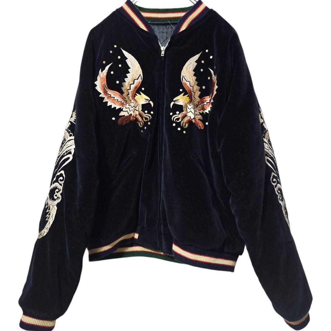 テーラー東洋 別珍 スカジャン 舞妓 鷹 日本 龍 刺繍 L 美品