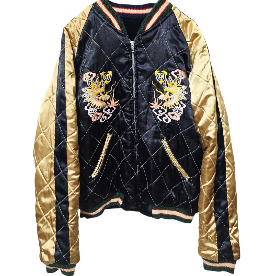 テーラー東洋 別珍 スカジャン 舞妓 鷹 日本 龍 刺繍 L 美品